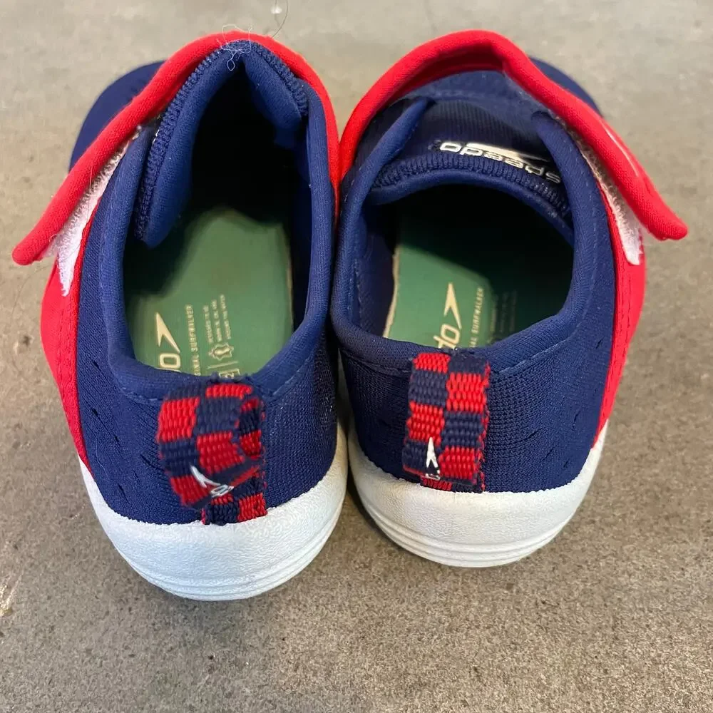Speedo navy blue red water shoes boys size 11 outdoor swim soft sneaker
